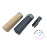 AIRSOFT ARTISAN SF STYLE 5inch Mini Silencer + 4 PRONG FLASH HIDER  ( BLACK / DARK EARTH )
