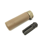 AIRSOFT ARTISAN SF STYLE 5inch Mini Silencer + 4 PRONG FLASH HIDER  ( BLACK / DARK EARTH )
