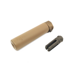 AIRSOFT ARTISAN SF STYLE 6.2inch Socom silencer + 4 PRONG FLASH HIDER ( BLACK / DARK EARTH )