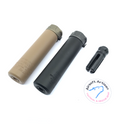AIRSOFT ARTISAN SF STYLE 6.2inch Socom silencer + 4 PRONG FLASH HIDER ( BLACK / DARK EARTH )